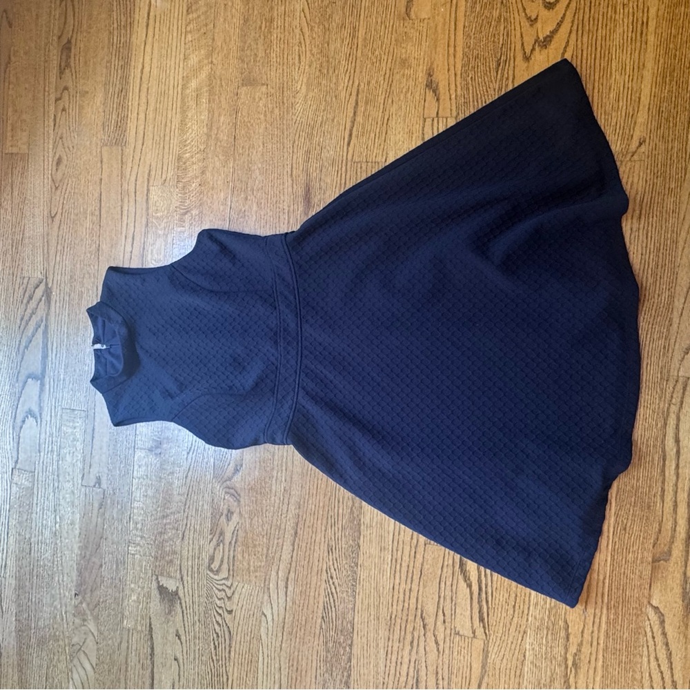 Nine West women’s size 8 navy Blue Lined Sleeveless Dress textured mock‎ neck - Picture 10 of 12